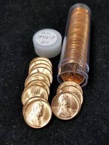 BU ROLL OF 1956-D US WHEAT CENTS (50 COINS)