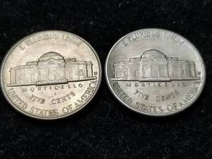 2 FIRST YEAR JEFFERSON NICKELS 1938-D UNC & 1938-S