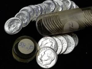BU ROLL OF 1958 SILVER ROOSEVELT DIMES (50 COINS)