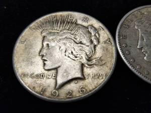 2 SILVER DOLLARS 1921-S MORGAN 1926-S PEACE
