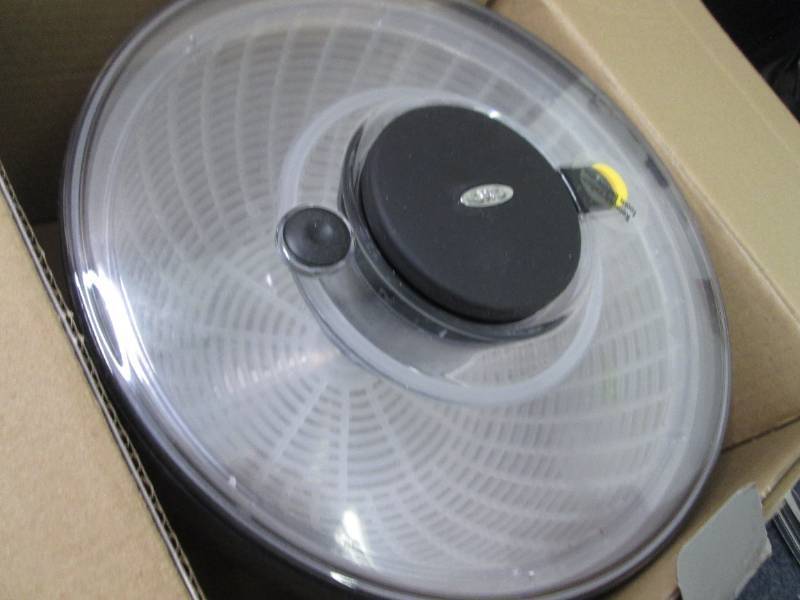 lot 132 image: Oxo Steel Salad Spinner open box Re...