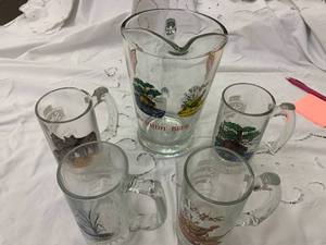 Schmidt Bear Pitcher and 4 Mug Set - Collection Series II Mugs 1-4