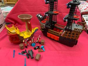 Jake Neverland Pirates Toy Captain Hooks Jolly Roger Ship Disney and Fisher Price Imaginext Adventures Pirate Ship
