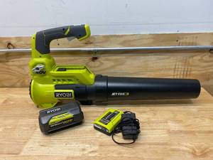 lot 66 image: RYOBI 40V 110 MPH 525 CFM Cordless Battery Variable-Speed Jet Fan Leaf Blower with 4.0 Ah Battery and Charger