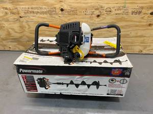 lot 74 image: POWERMATE Lot of 2-  43cc Earth Auger Powerheads with 8 in. Bit (parts or repair only)