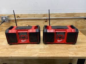 lot 84 image: MILWAUKEE Lot of 2-  M18 18-Volt Lithium-Ion Cordless Jobsite Radios.  Tool Only.