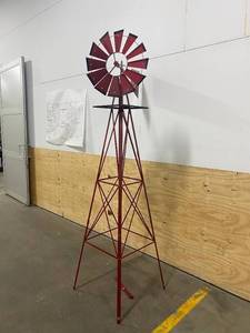 lot 13 image: VALLEY # GTWM-08R 8 Foot Steel Windmill, Red with Black Accents
