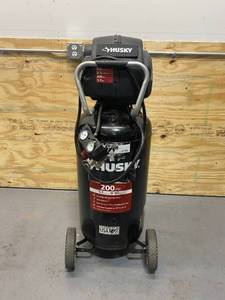 lot 16 image: HUSKY 27 Gal. 200 PSI Oil Free Portable Vertical Electric Air Compressor
