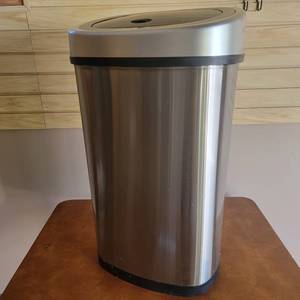 lot 14 image: 16 x 11 x 28 Touch Free Stainless Steel Garbage Can with Lid