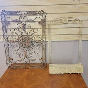 lot 47 image: Beautiful Shabby Chic Metal Decorative Wall Hanging and Wall Shelf