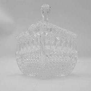lot 35 image: Vintage Cut Crystal Square Candy Dish With Top