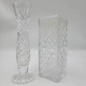 lot 36 image: 2 Vintage Cut Crystal Vases