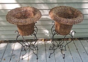 lot 30 image: Charming Woven Basket Pedestals