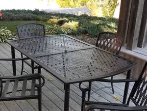 lot 113 image: Hampton Bay Outdoor Dining Table and Chairs