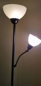 lot 39 image: Adjustable Arm Torchiere Floor Lamp, b