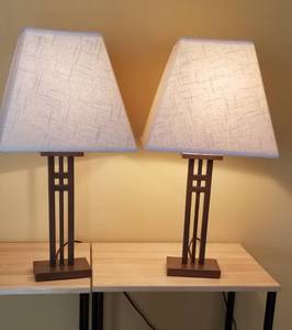 lot 38 image: Prairie Mission Style Table Lamps