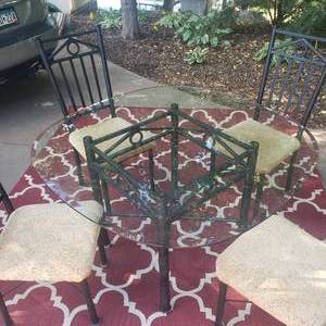 lot 27 image: Contemporary Black Steel Dining Table and Chairs
