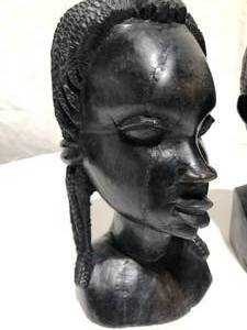 African - Boy & Girl Hand Carved Busts - Set 1