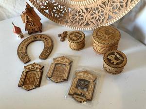 European Carved Wood Plate & Trinket Boxes & More