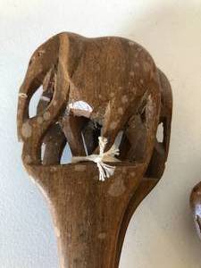 Set of 6 Hand Carved Wood African SpoonFork Sets
