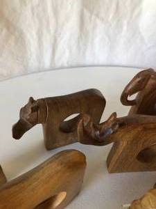 Set of 10 African Hand Carved Animal Napkin Rings