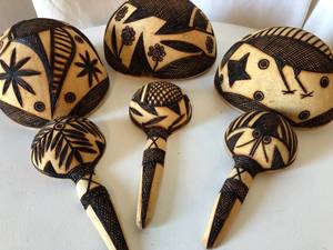 Hand Carved Bowl and spoons