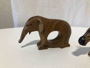 Set of 5 African Hand Carved Napkin Ring Holders