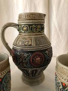 German Pitcher & 4 Glasses