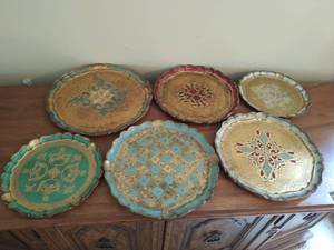 Collection of Painted Wood Trays