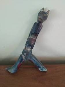 Folk-style Wooden Wolf Carving