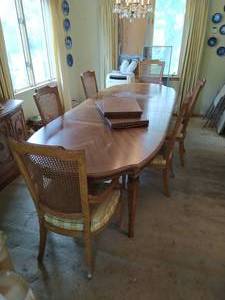 Large Vintage Dining Table with Chairs