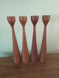 Vintage Teak Candle Sticks from Denmark