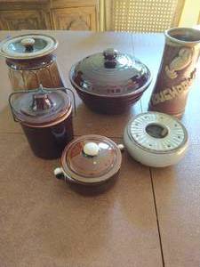 Collection of Vintage Brown Stoneware pieces