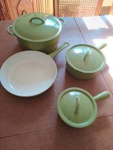 Vintage Avocado Green Descoware Cookware