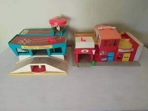 Vintage Fisher Price Play Family Airport and Village