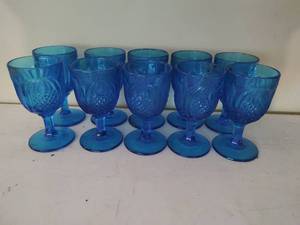 Collection of Vintage Blue Water Goblets