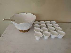 Milk Glass Punch Bowl Set