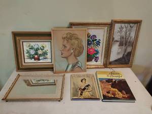 Collection of artwork and books