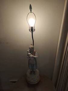 Large Signed Female Figurine Lamp