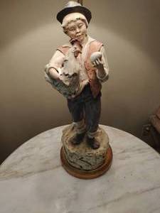 Large Signed Male Figurine Lamp