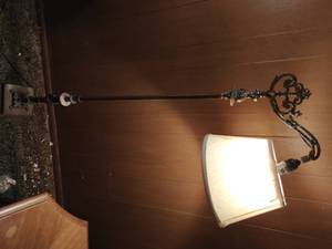 Vintage Brass Floor Lamp with Stone Accents