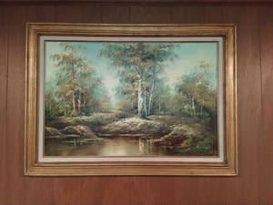 Large Vintage Framed Oil on Canvas Painting