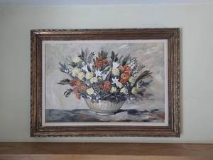 Large Oil on Canvas Floral Painting