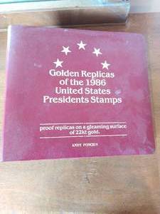 Golden Replicas Of The 1986 United States Presidents And Stamps