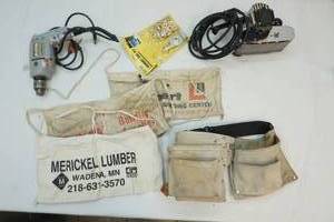 Drill, sander, grommet, and tool pouches