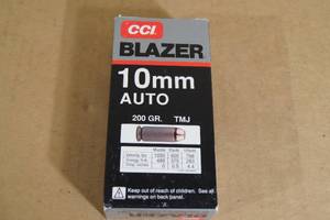 lot 105 image: 50 CCI Blazer 10mm Auto 200 Gr TMJ Ammo