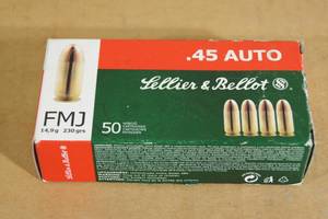 lot 109 image: 50 Sellier & Bellot .45 Auto 230 Gr FMJ Ammo
