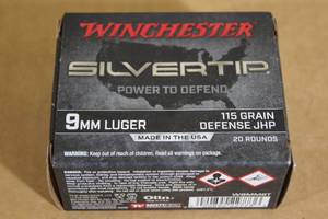 lot 120 image: 20 Winchester Silvertip 9mm Luger 115 Gr JHP Ammo