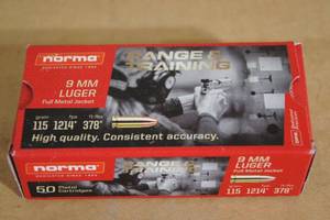 lot 122 image: 50 Norma 9mm Luger 115 Gr FMJ Ammo