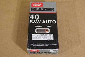 lot 124 image: 50 CCI Blazer .40 S&W Auto 180 Gr PHP Ammo